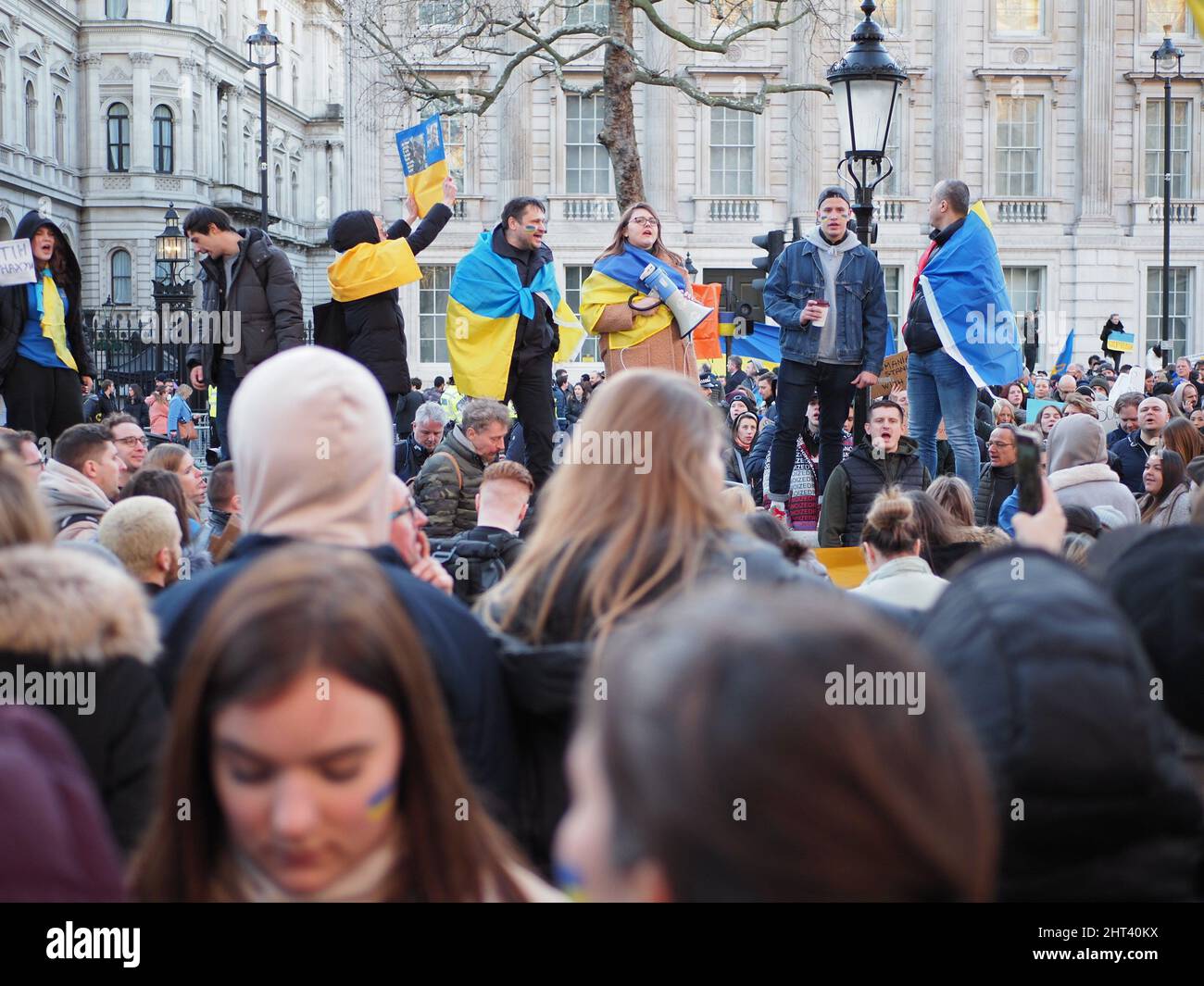 Londres.26th février 2022. C'est le 3rd jour de l'attaque de la Russie contre L'UKRAINE. Grand soutien des Londoniens pour L'UKRAINE ... avec des slogans 'STOP THE WAR', Banque D'Images