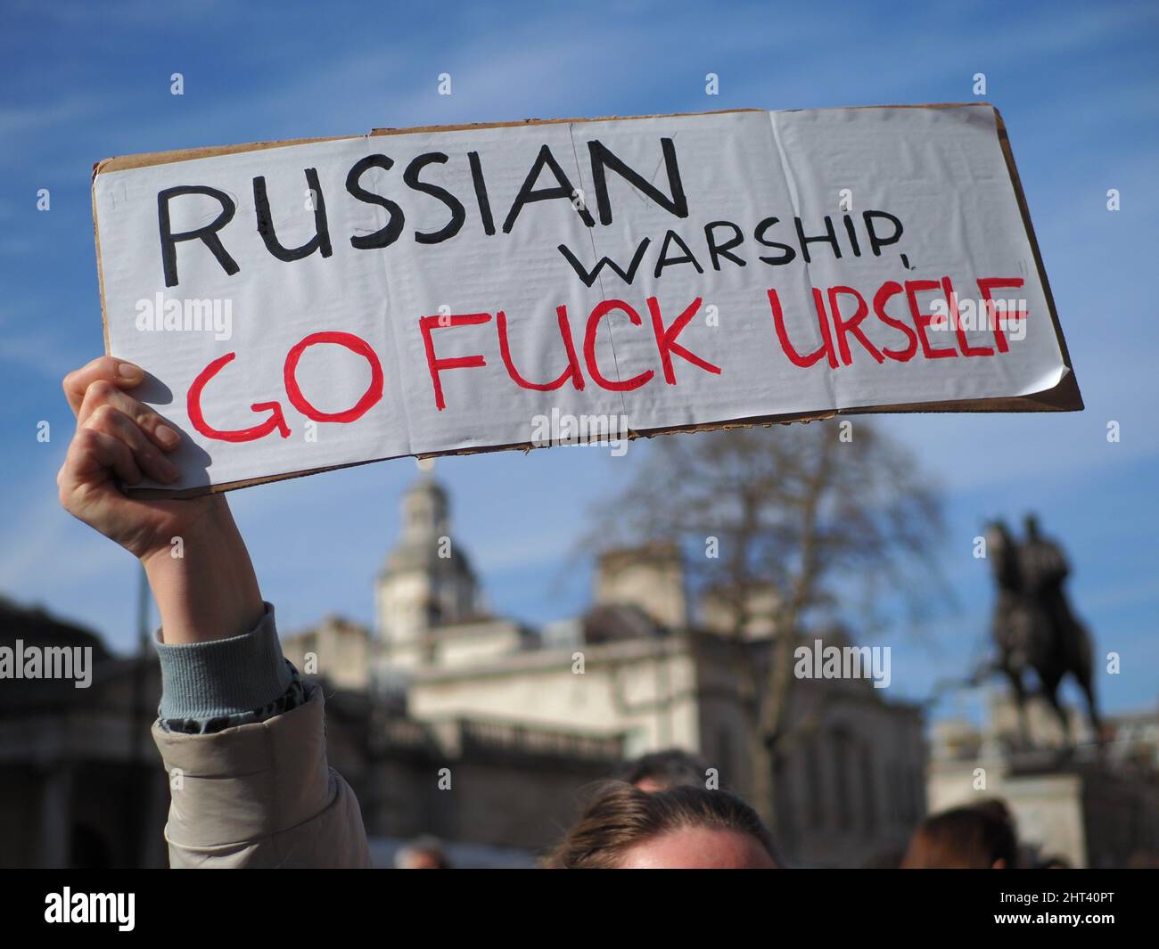 Londres.26th février 2022. C'est le 3rd jour de l'attaque de la Russie contre L'UKRAINE. Grand soutien des Londoniens pour L'UKRAINE ... avec des slogans 'STOP THE WAR', Banque D'Images