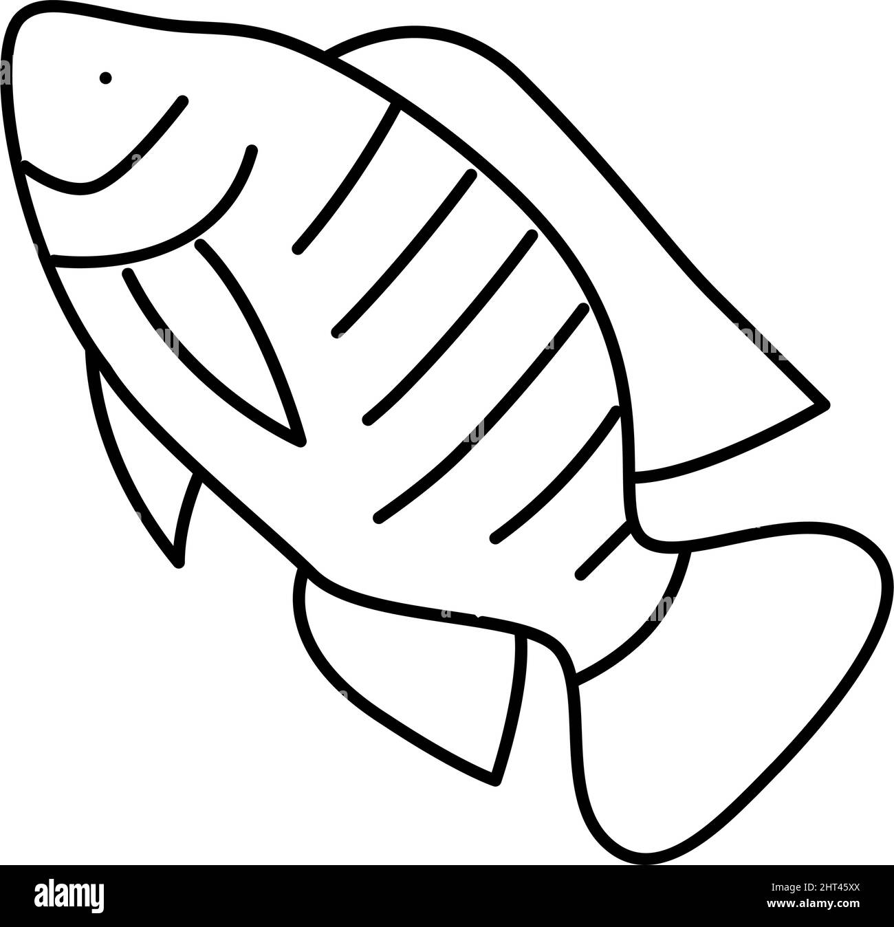 illustration vectorielle de l'icône de la ligne de tilapia du nil Illustration de Vecteur