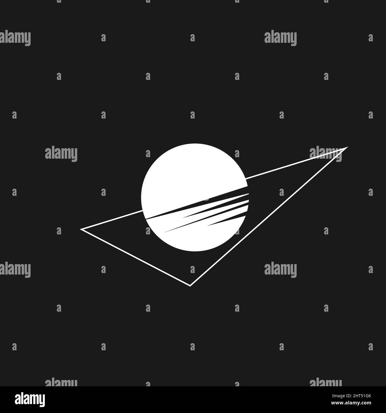 L'esthétique de Retawave, la composition du triangle et du soleil avec des rayures style 1980s. Composition en noir et blanc Synthwave. Elément de conception pour Illustration de Vecteur