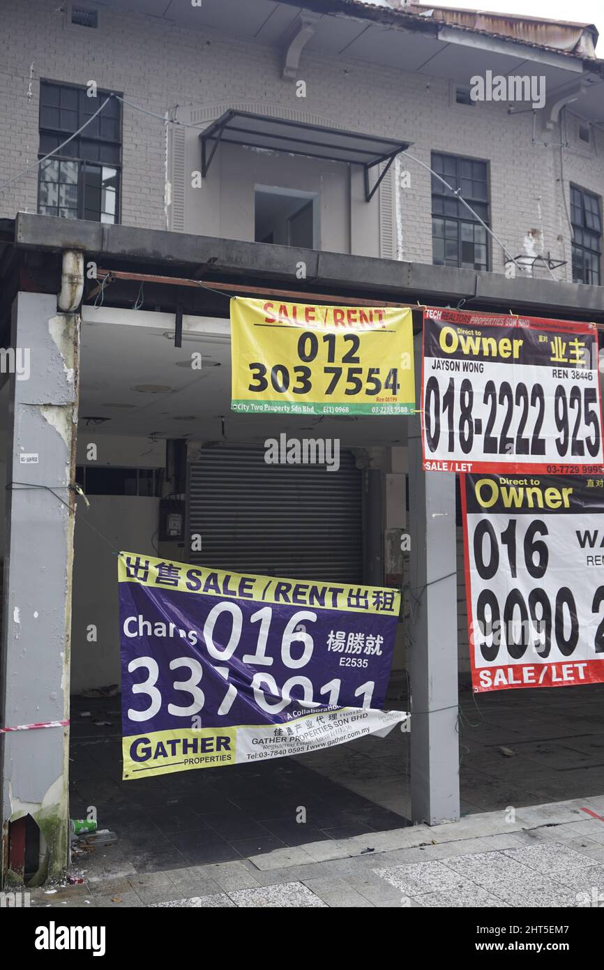 Bannière négociatrice immobilière à vendre ou à louer en Malaisie Banque D'Images