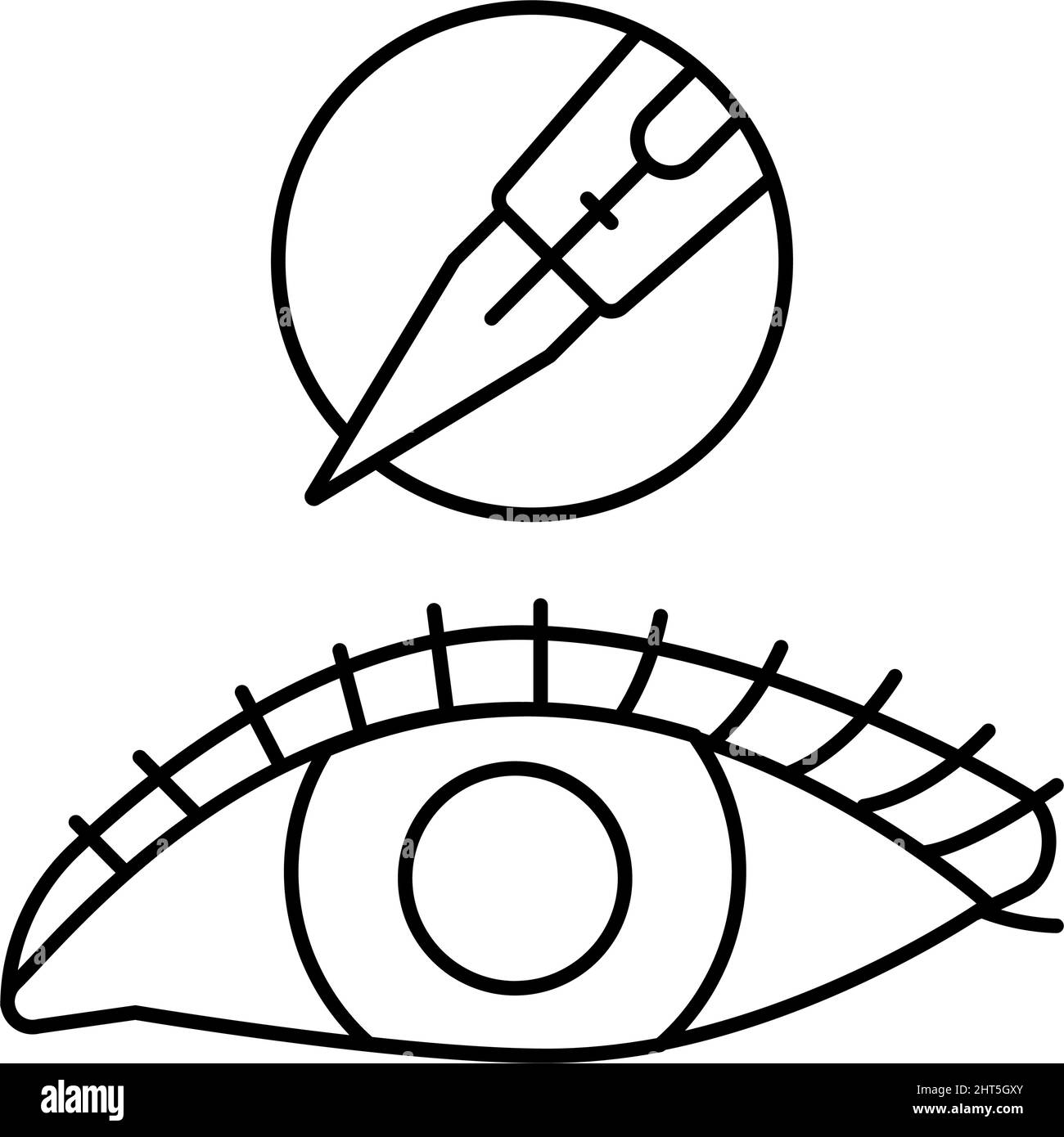 illustration vectorielle de l'icône de la ligne de tatouage de l'eyeliner Illustration de Vecteur