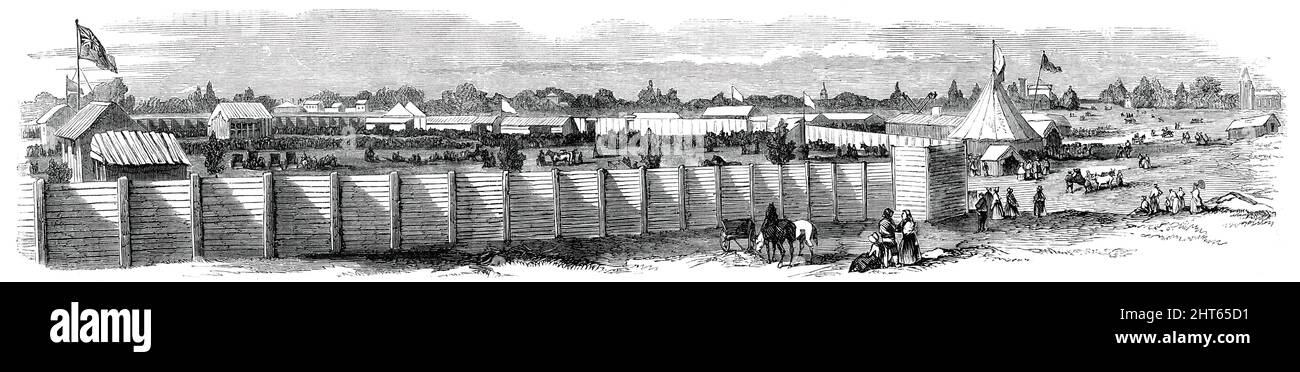 Association agricole du Haut-Canada - l'exposition à Niagara, 1850. 'L'exposition annuelle de l'Association agricole de la province du Haut-Canada a eu lieu à Niagara, les 18th, 19th et 20th jours de septembre dernier. Le spot choisi est admirablement adapté à l'objectif, étant facile d'accès par la navigation à vapeur à toutes les parties de la province de tlie et aux États voisins de la République américaine. Situé à environ seize milles des grandes chutes de Niagara, et, dans un état favorable de l'atmosphère, dans le bruit des eaux qui s'écrasant, il a également coardu Banque D'Images