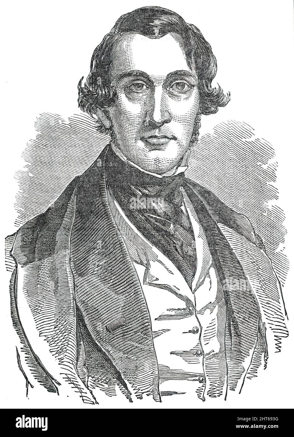 M. John Locke, député de Honiton, 1850. Locke '... a étudié l'ingénierie sous le feu de Sir George Stephenson, et... a agi comme son assistant principal dans la construction du Liverpool et du Manchester Railway - la première des grandes voies de fer qui maintenant dans toutes les directions gird le royaume... le Londres et Southampton a été la deuxième grande, ligne construite par M. Locke; Et il a été suivi par les Manchester et Sheffield, avec ses magnifiques viaducs et son tunnel à Woodhead, qui a traversé trois kilomètres de roche solide... il est connu comme un ingénieur distingué en France... il a mis en place et exécuté le li Banque D'Images