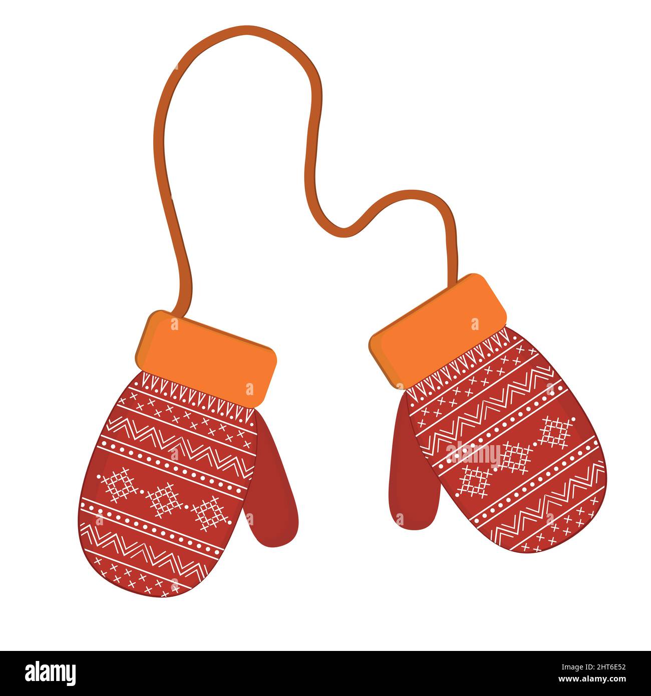 Moufles rouges. Flocons de neige sur les moufles. Illustration vectorielle  Image Vectorielle Stock - Alamy
