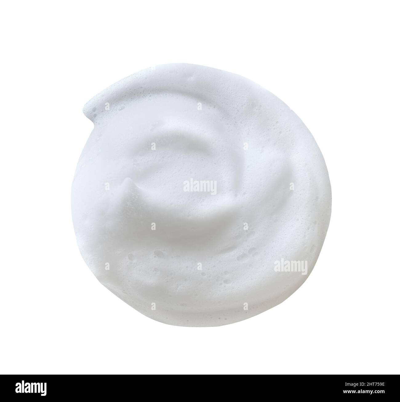 Échantillon de mousse de nettoyant pour le visage. Bulles de mousse nettoyante blanches sur fond blanc. Banque D'Images