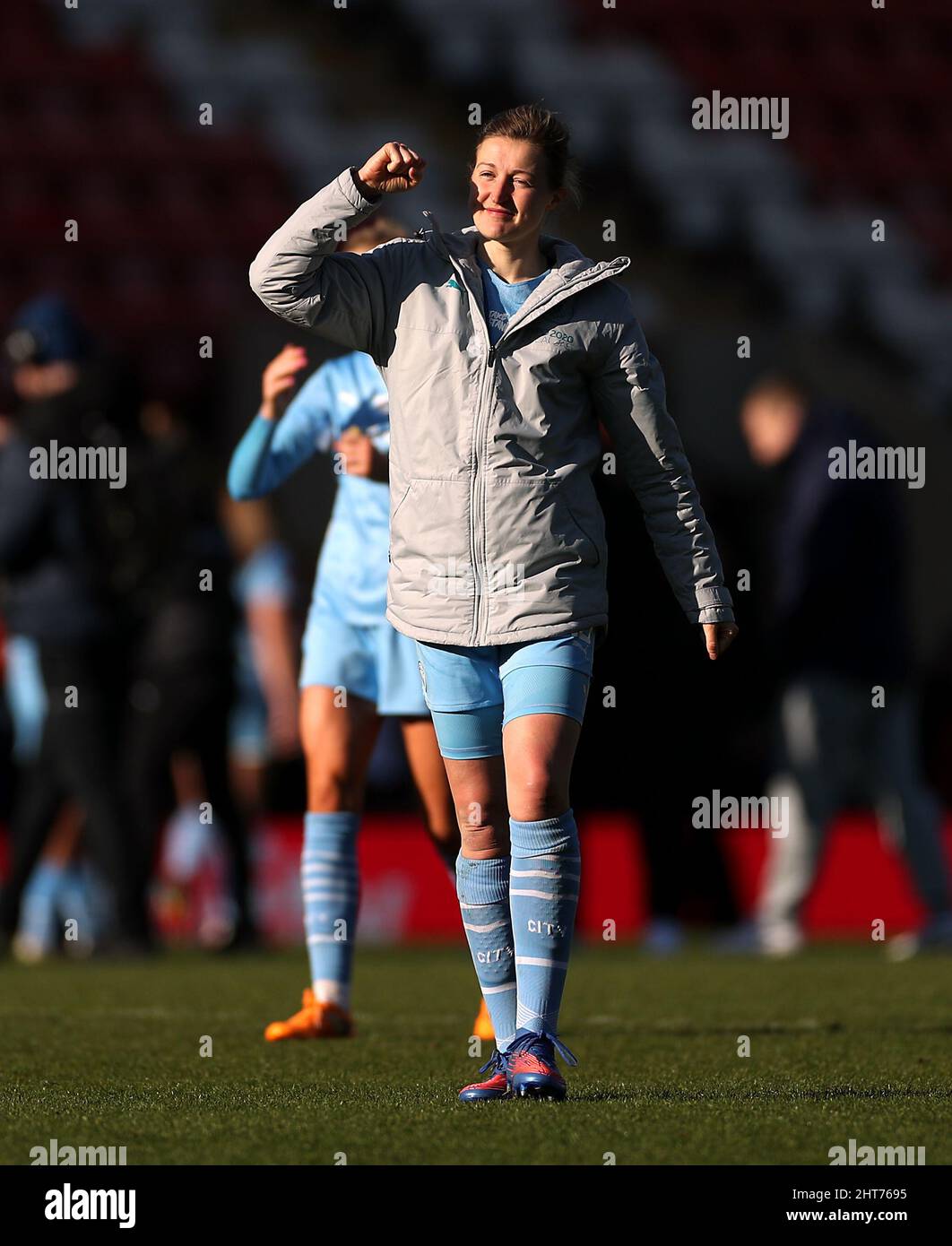 Ellen White, de Manchester City, célèbre après le cinquième match de la Vitality Women's FA Cup au Leigh Sports Village, Manchester. Date de la photo: Dimanche 27 février 2022. Banque D'Images