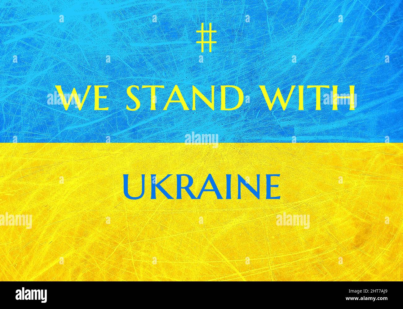 Drapeau de l'Ukraine. Nous sommes avec le texte de l'Ukraine. Concept de guerre russe ukrainienne. Concept de guerre russe ukrainienne. Message global de l'alliance de résistance des personnes Banque D'Images