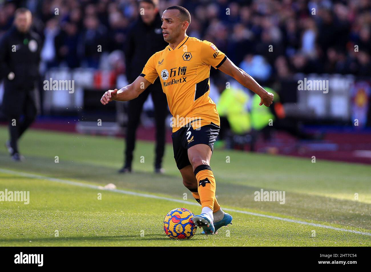 Marcal de Wolverhampton Wanderers en action pendant le match. Match de la Premier League, West Ham Utd / Wolverhampton Wanderers au stade de Londres, parc olympique Queen Elizabeth à Londres, le dimanche 27th février 2022. Cette image ne peut être utilisée qu'à des fins éditoriales. Utilisation éditoriale uniquement, licence requise pour une utilisation commerciale. Pas d'utilisation dans les Paris, les jeux ou les publications d'un seul club/ligue/joueur. photo de Steffan Bowen/Andrew Orchard sports photographie/Alamy Live news Banque D'Images