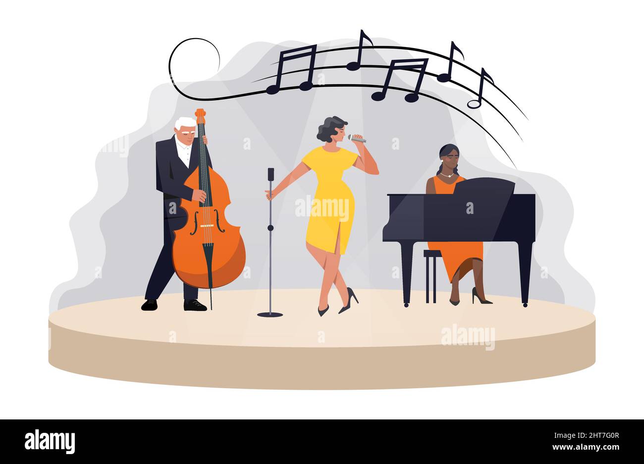 Groupe de jazz sur scène Illustration de Vecteur