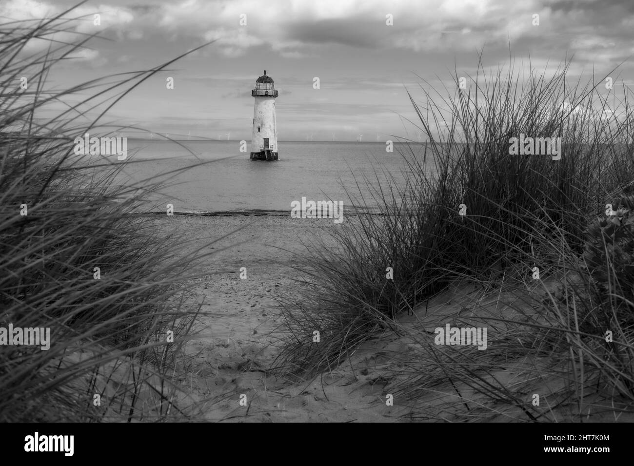 Point du phare d'ayr sur la côte nord du pays de Galles Banque D'Images