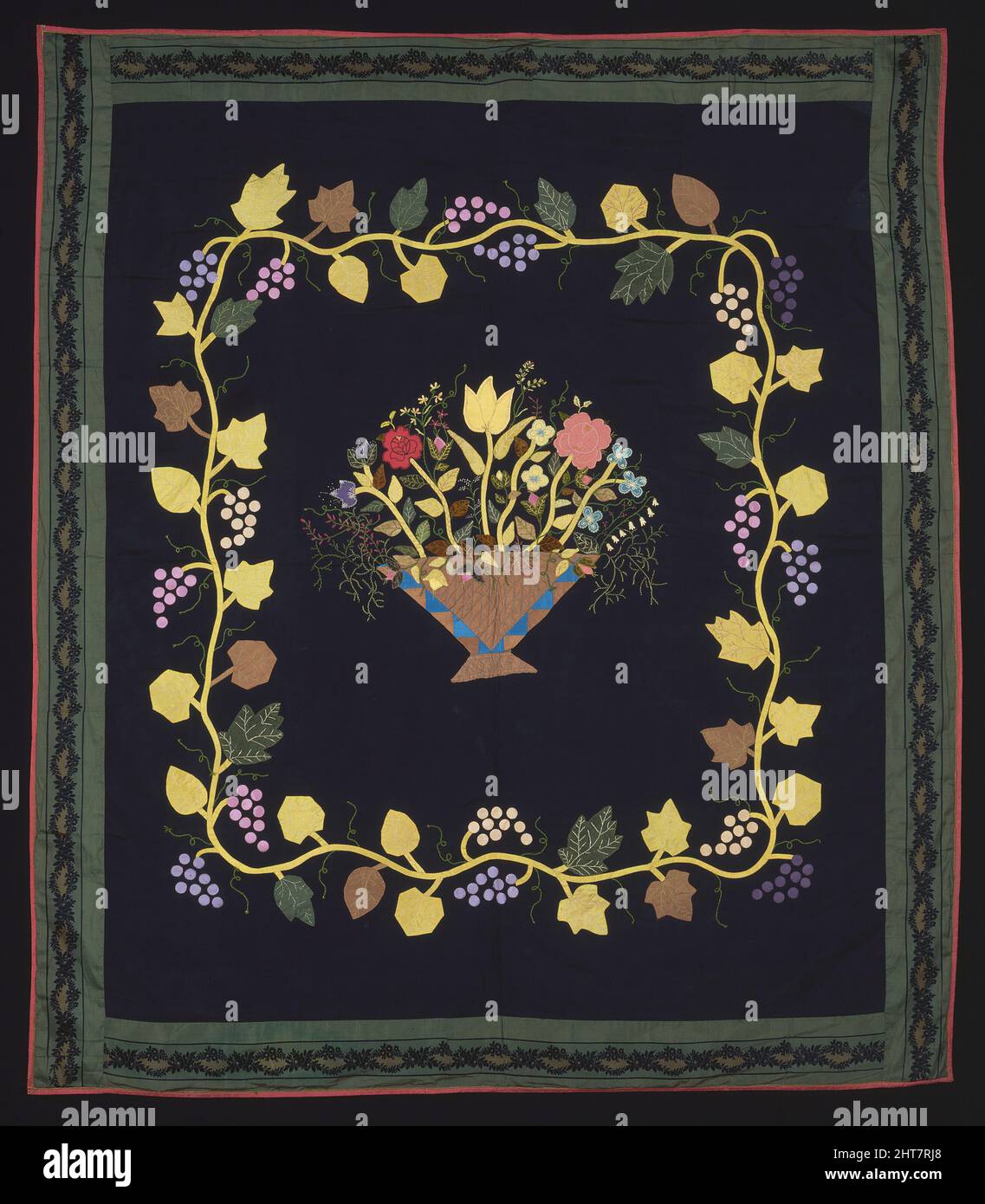 Couvre-lit (panier de courtepointe de fleurs), Kentucky, ch. 1860. Banque D'Images
