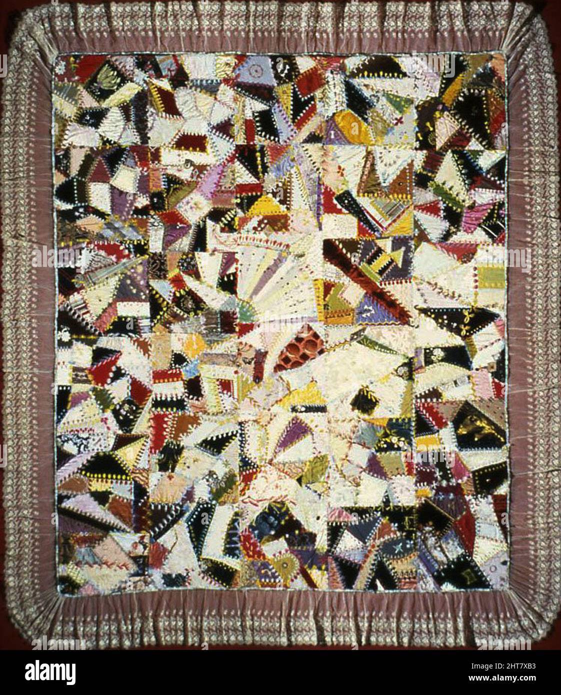 Couvre-lit (Crazy Quilt), États-Unis, 1880/85. Banque D'Images