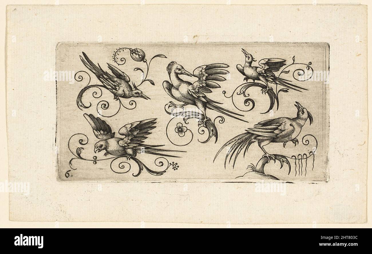 Panneaux décoratifs avec oiseaux : planche 6, 1617. Banque D'Images