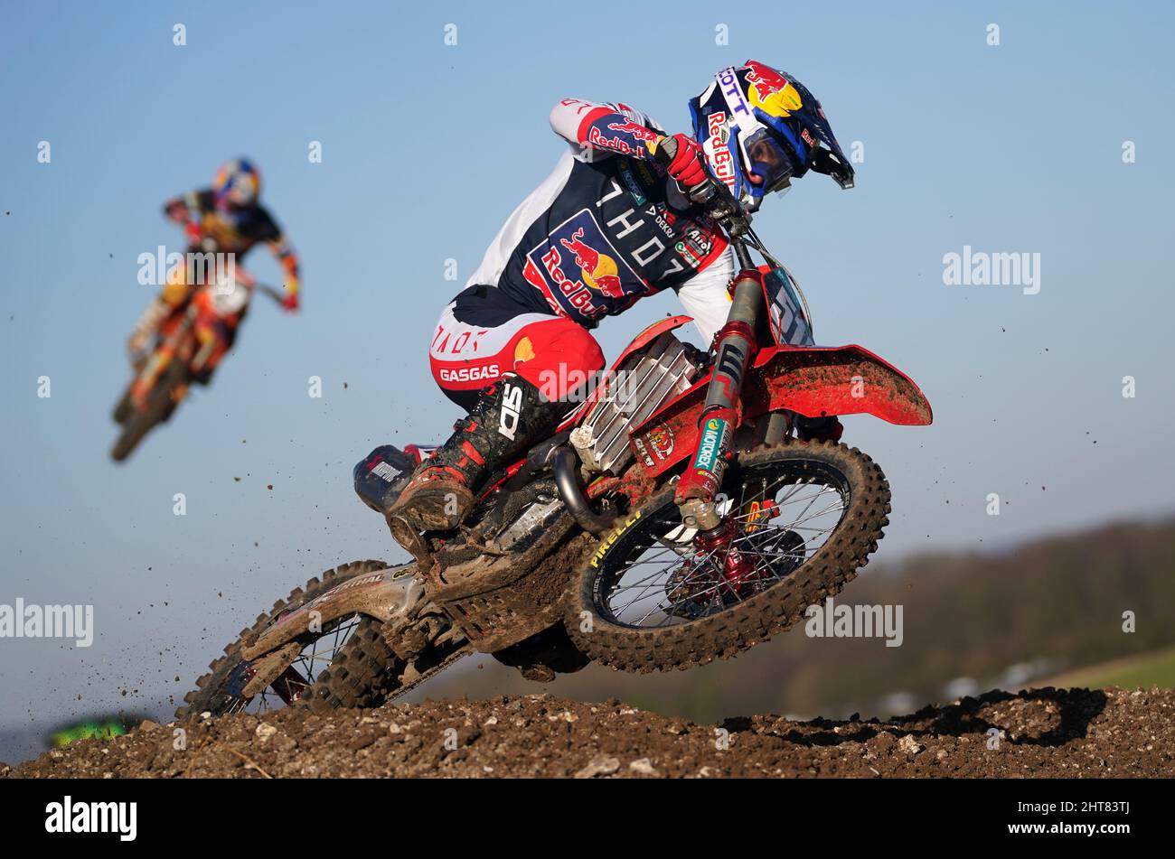 Simon Laengenfelder dans la course 2 MX2 pendant le MXGP de Grande-Bretagne à Matterley Basin, Winchester. Date de la photo: Dimanche 27 février 2022. Banque D'Images