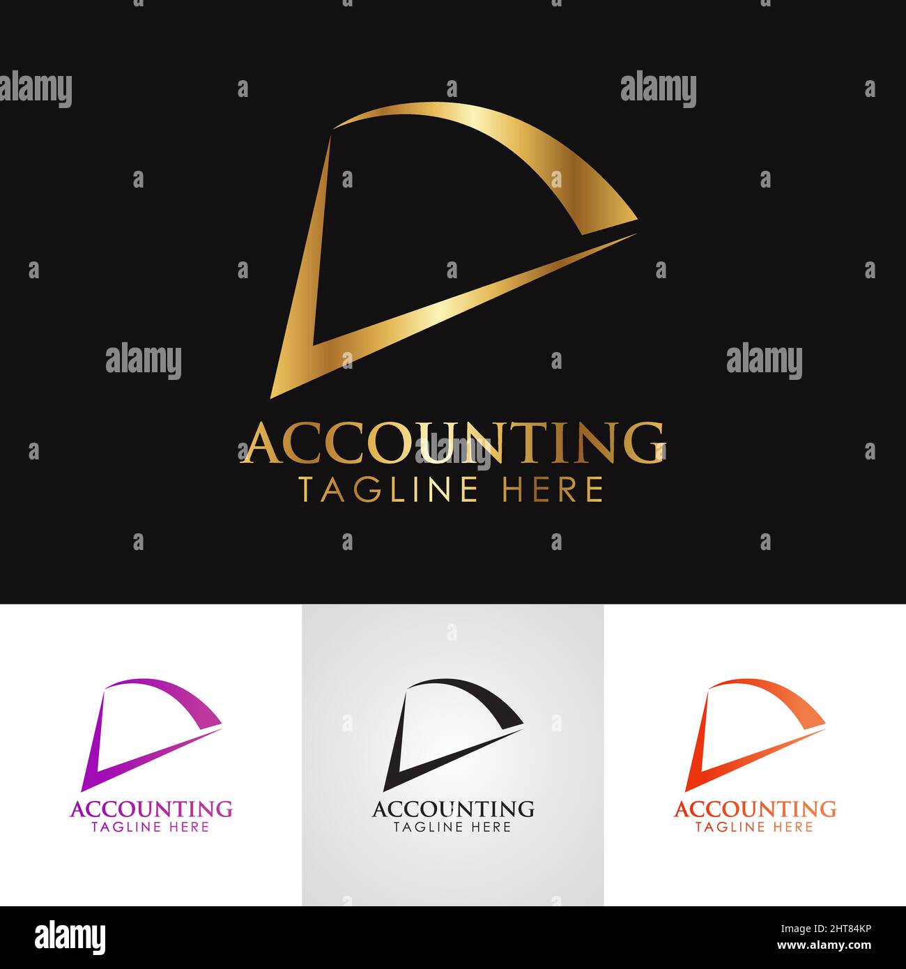 Logo Golden Metallic Accounting & Financial lettre V. Illustration de Vecteur