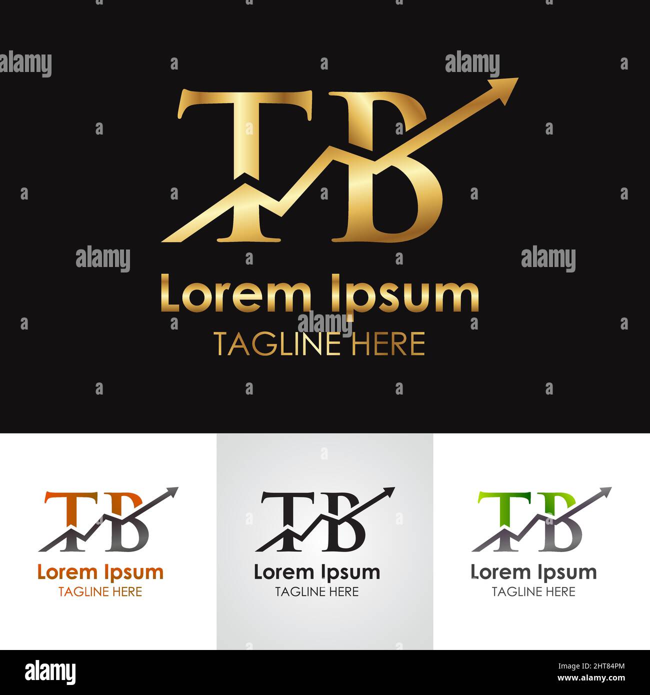 Logo TB Golden Metallic Accounting & Financial Letter Illustration de Vecteur