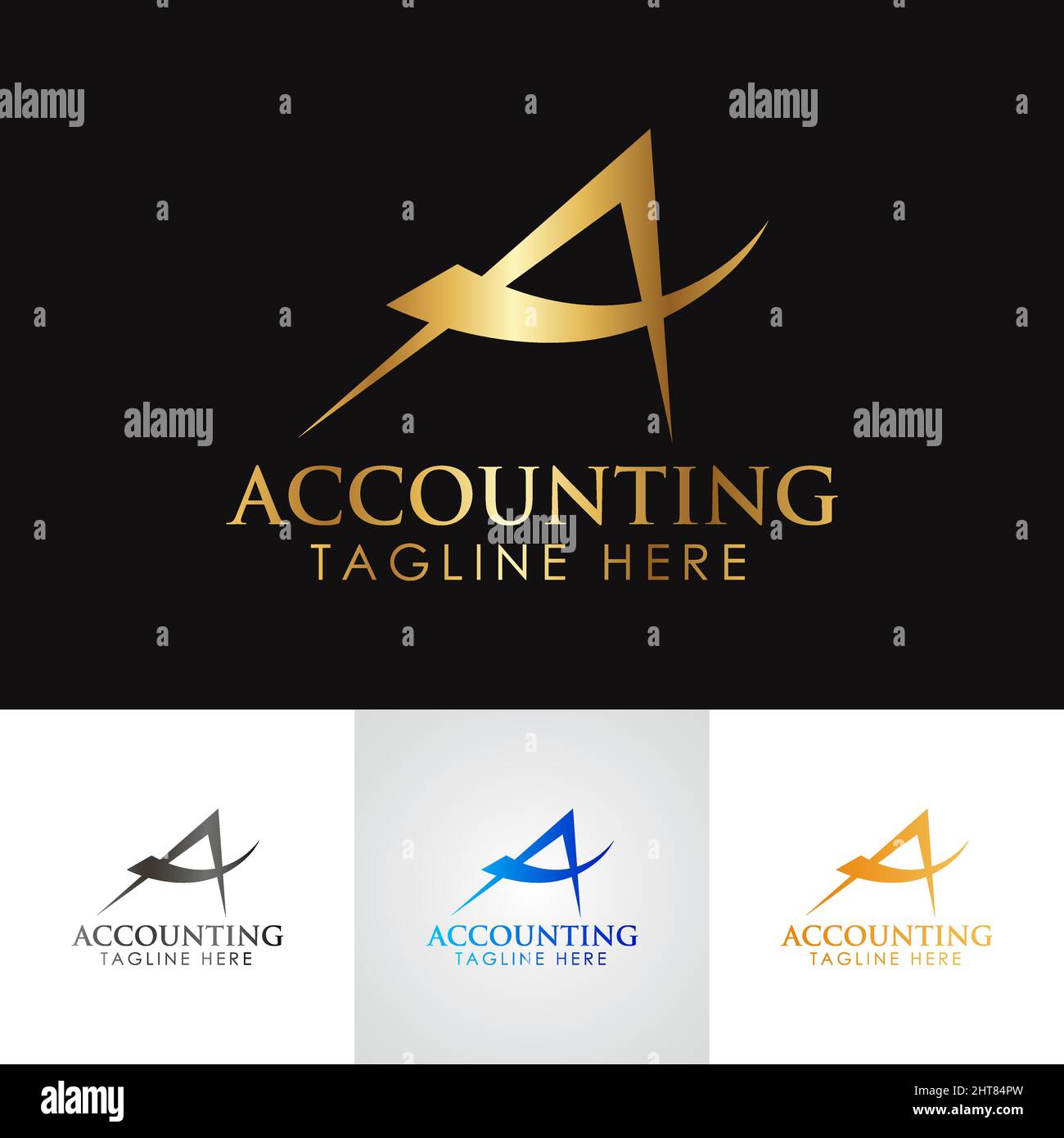 Golden Metallic Accounting & Financial Letter Logo Illustration de Vecteur