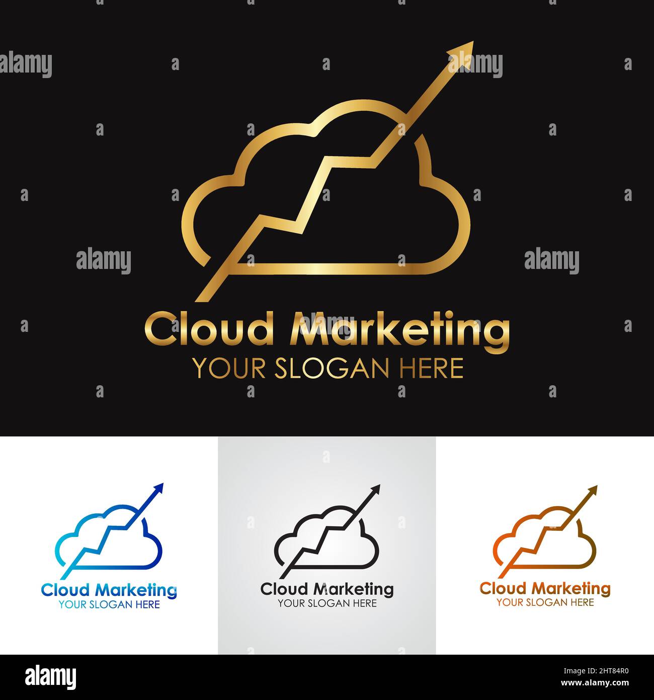 Logo Golden Metallic Accounting & Financial Cloud Marketing Illustration de Vecteur