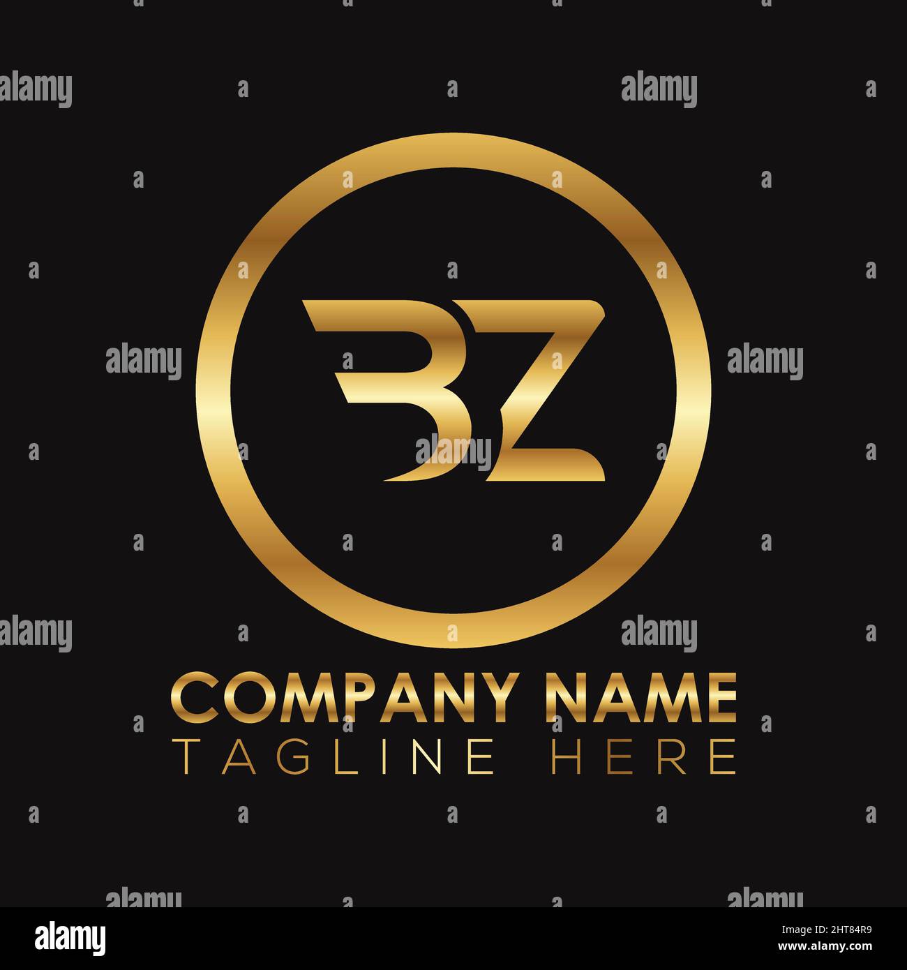Logo BZ doré métallisé Illustration de Vecteur
