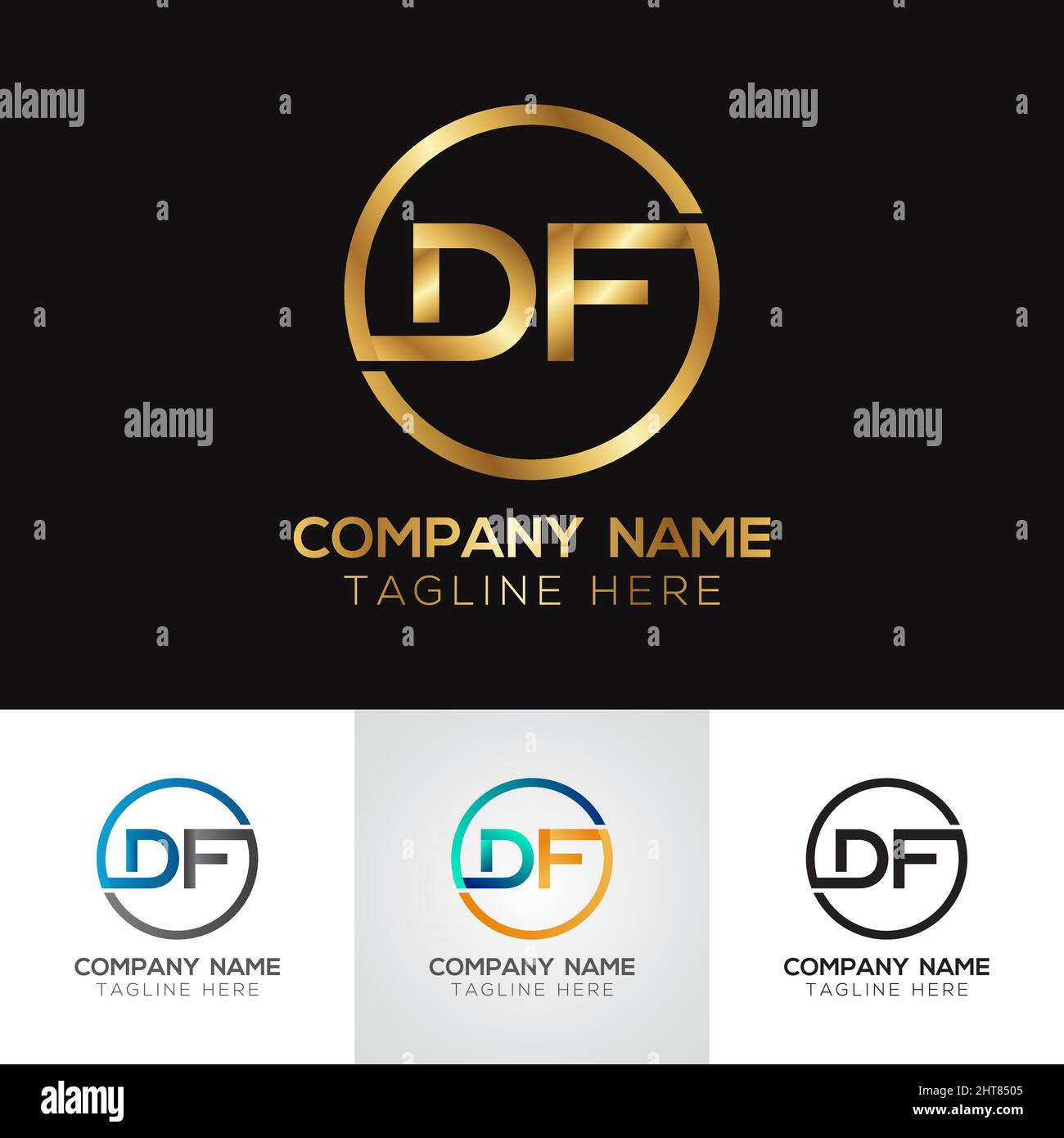 Logo DF doré métallisé Illustration de Vecteur