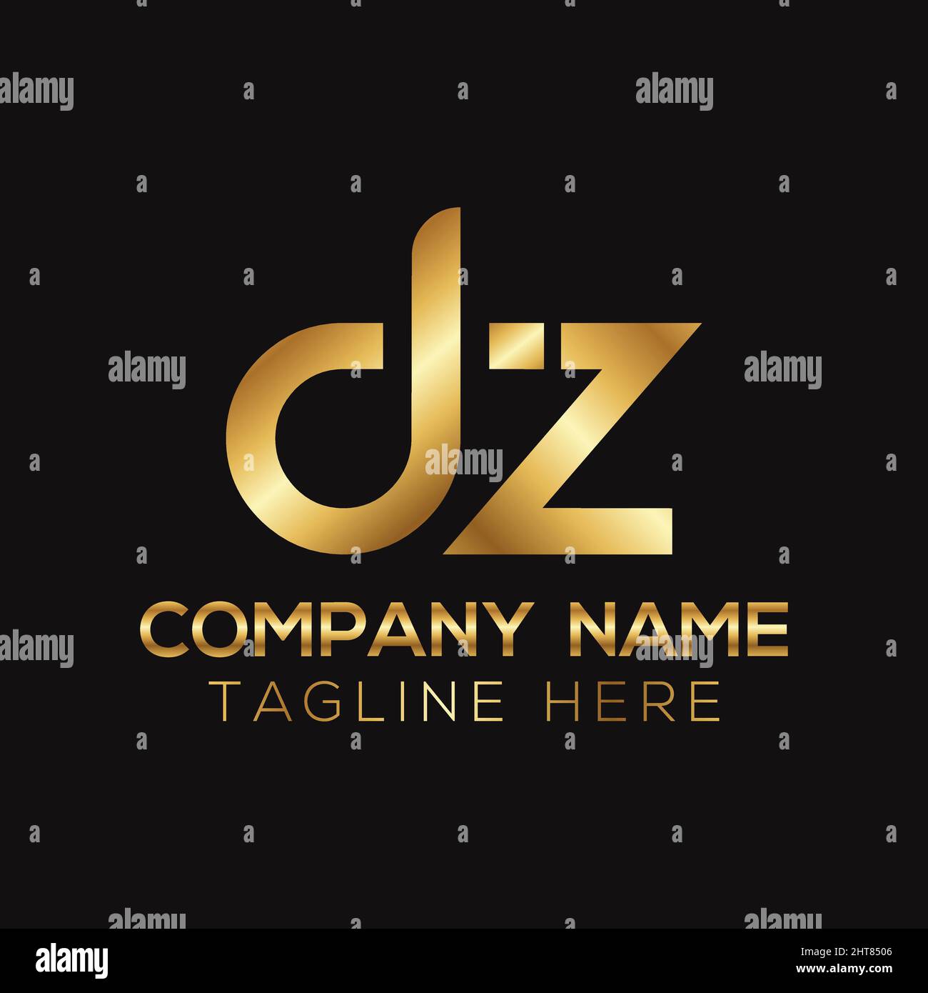 Logo lettre DZ doré métallisé Illustration de Vecteur