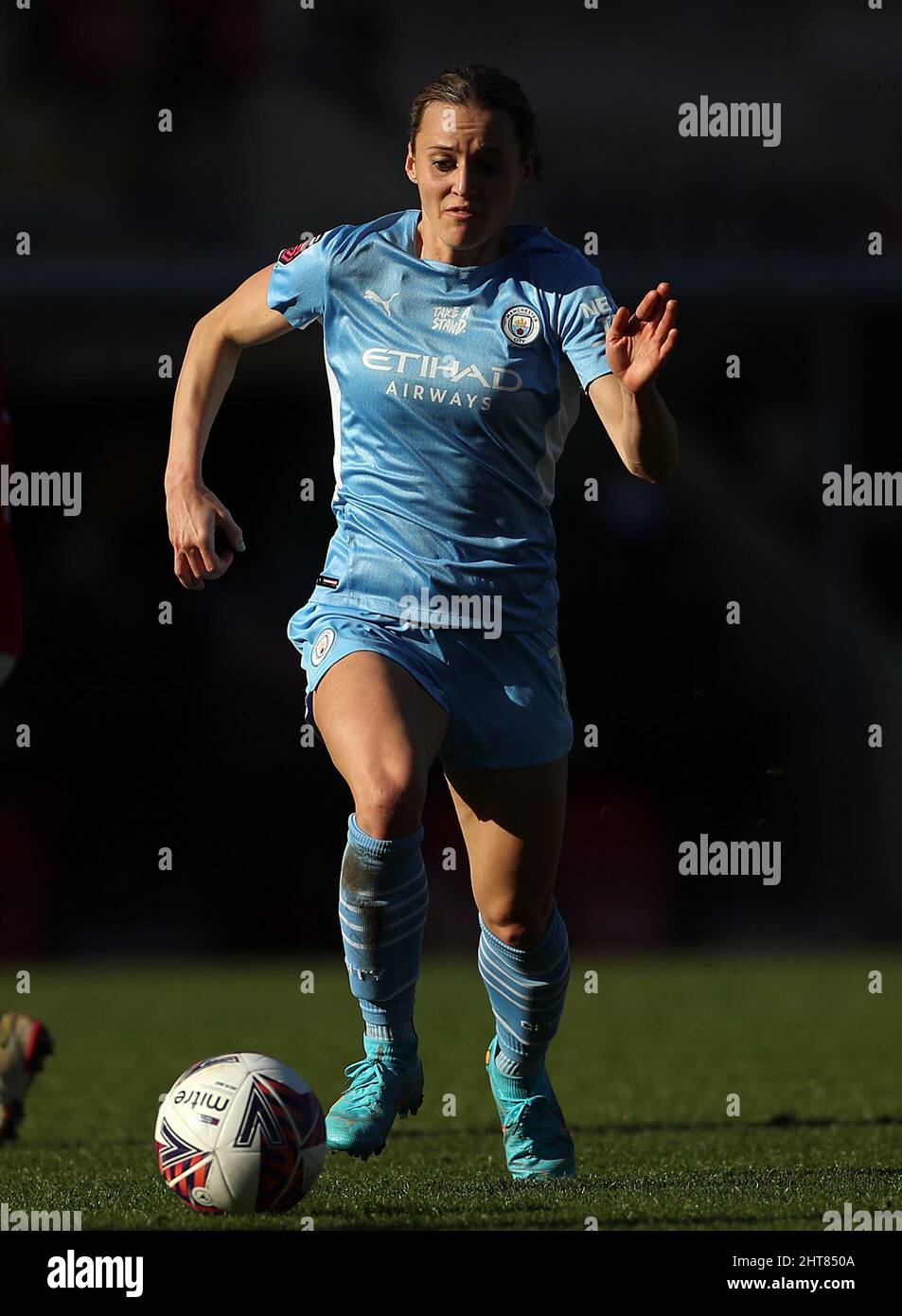 Hayley Raso de Manchester City lors du cinquième match de la Vitality Women's FA Cup au Leigh Sports Village, Manchester. Date de la photo: Dimanche 27 février 2022. Banque D'Images