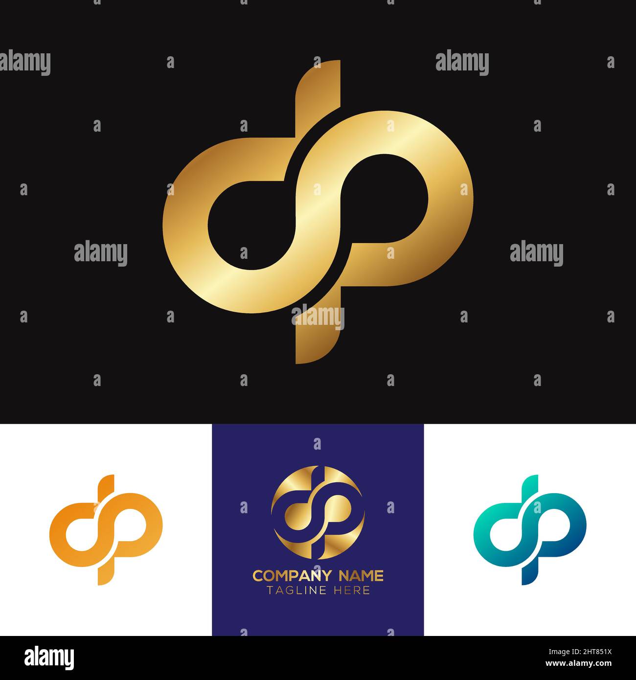 Logo DP doré métallisé Illustration de Vecteur