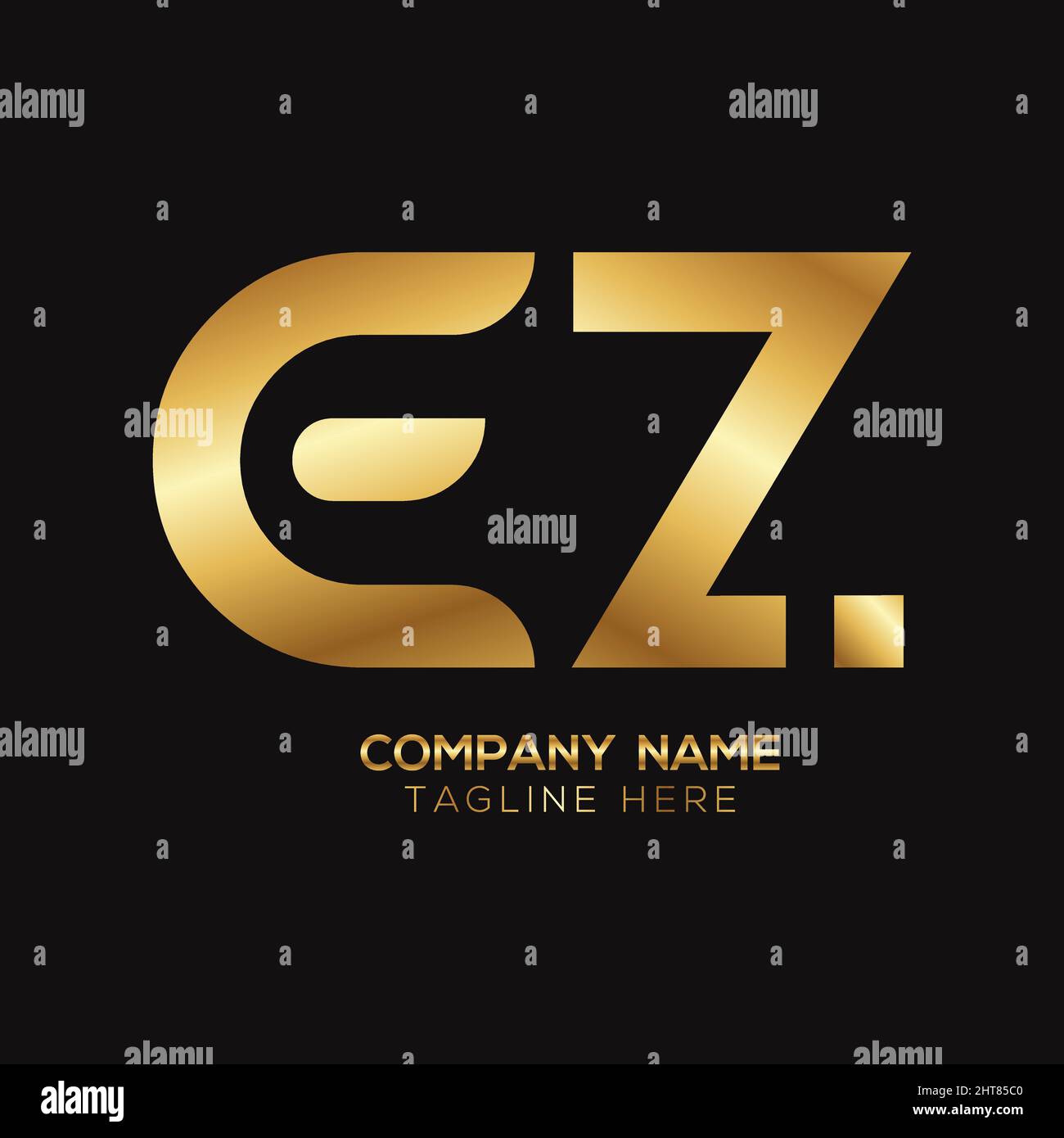Logo EZ métallisé doré Illustration de Vecteur