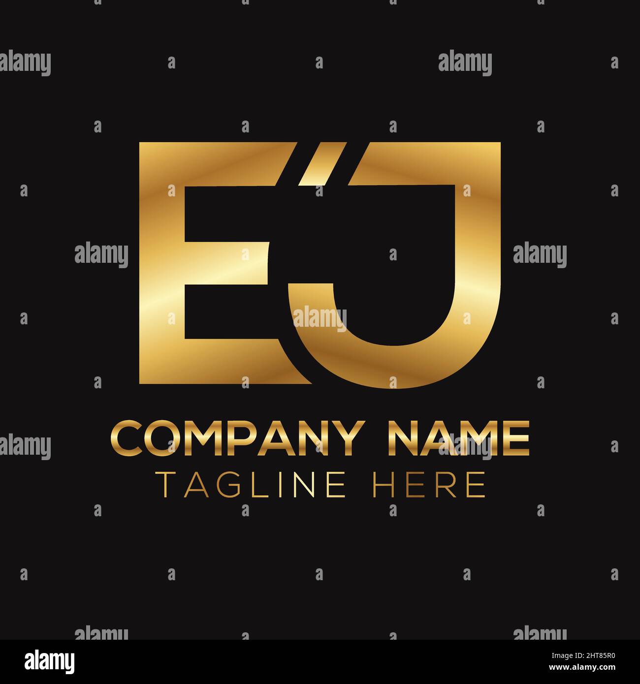 Logo lettre EJ métallique doré Illustration de Vecteur