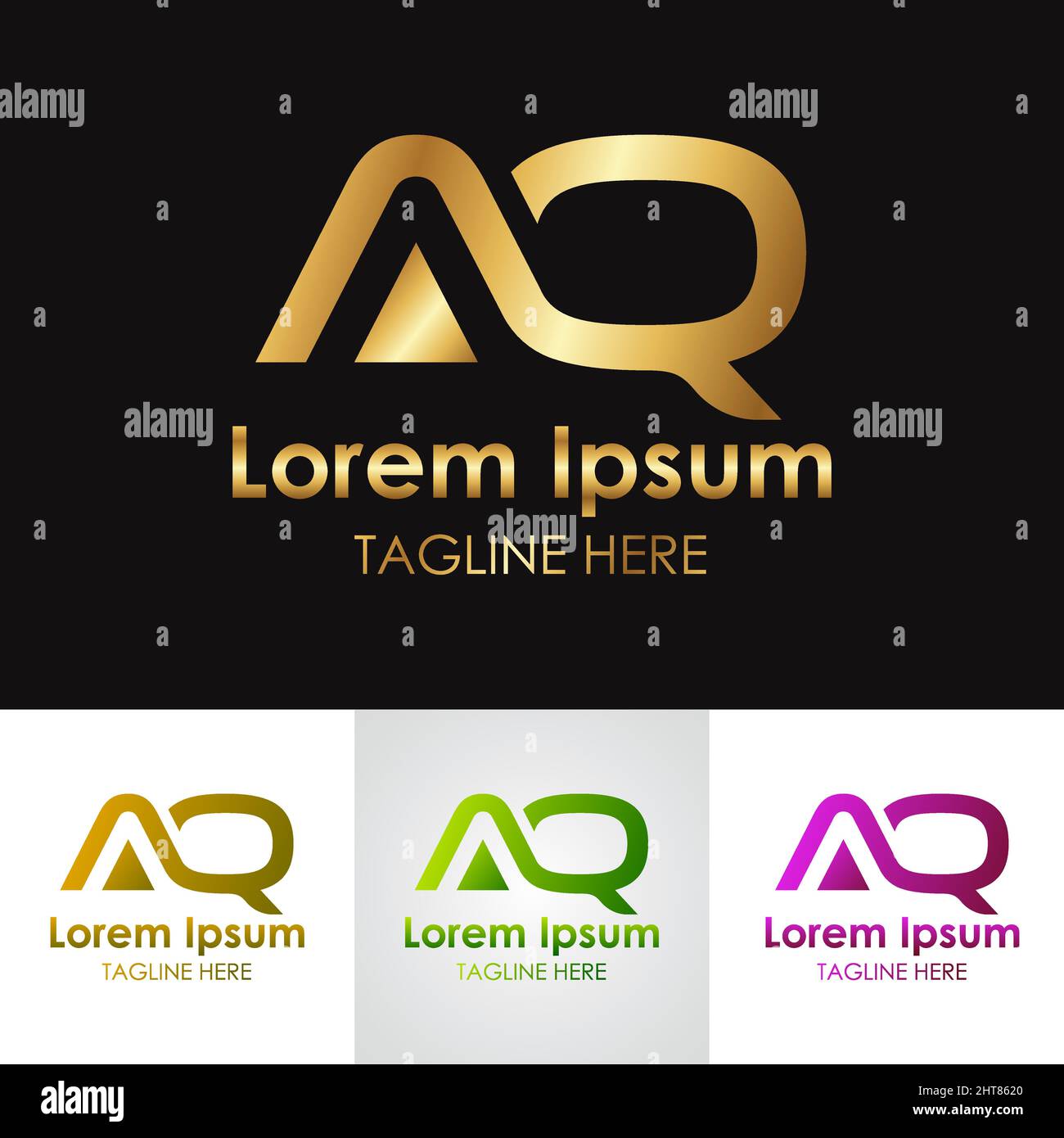 Logo lettre AQ métallique doré Illustration de Vecteur