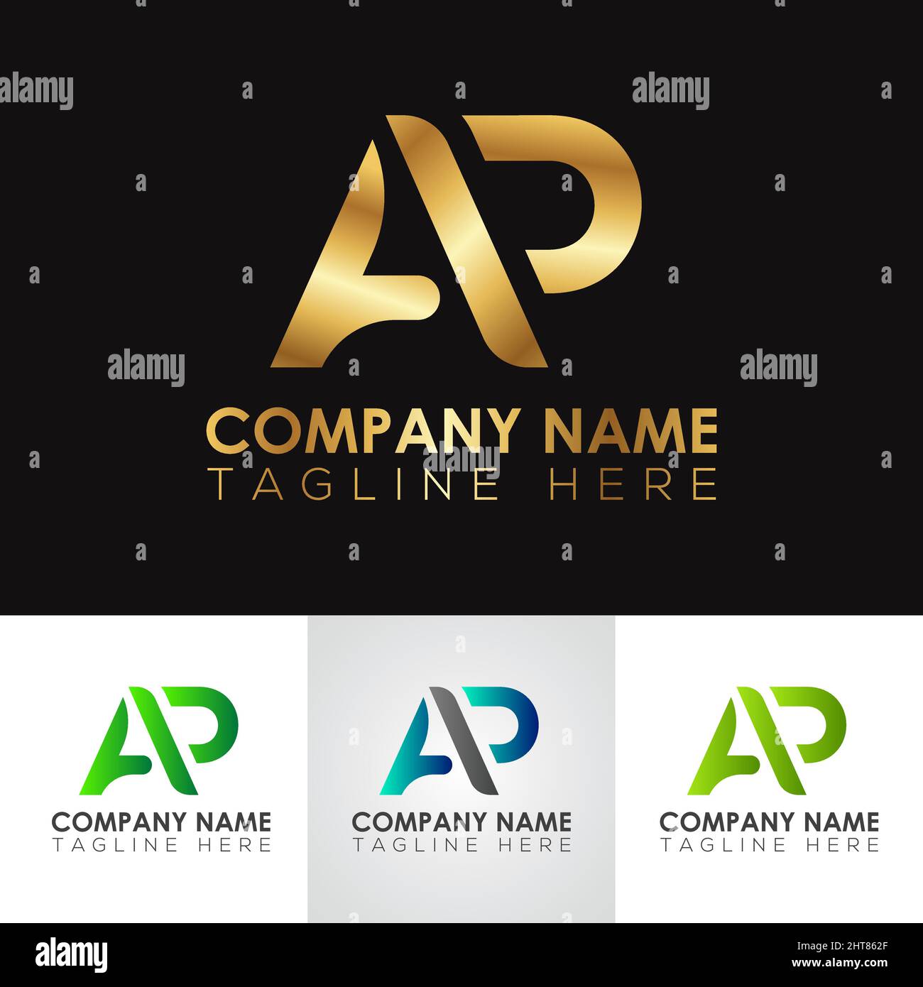 Logo lettre AP métallique doré Illustration de Vecteur
