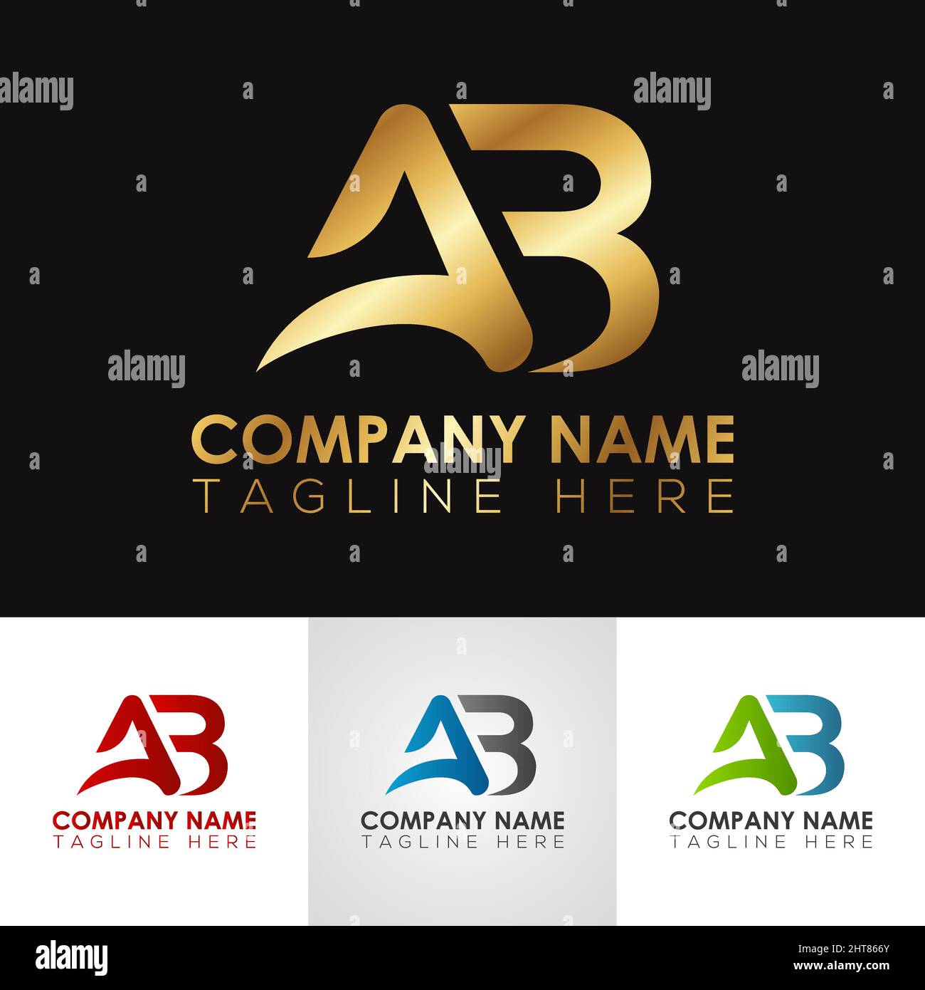 Logo de lettre AB doré métallisé Illustration de Vecteur