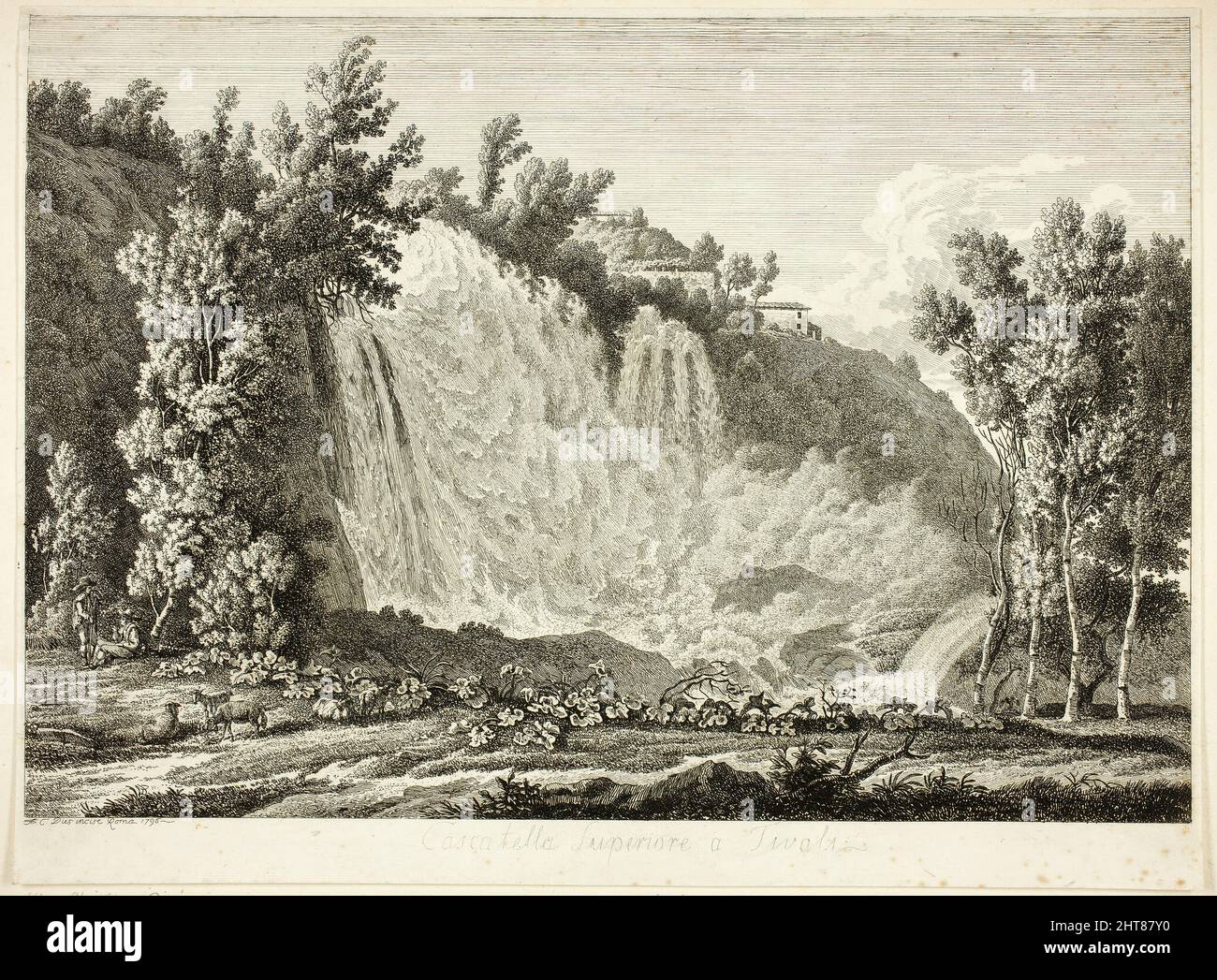 Cascade au-dessus de Tivoli, de Malerisch radirte Prospecte aus Italien, 1792. Banque D'Images
