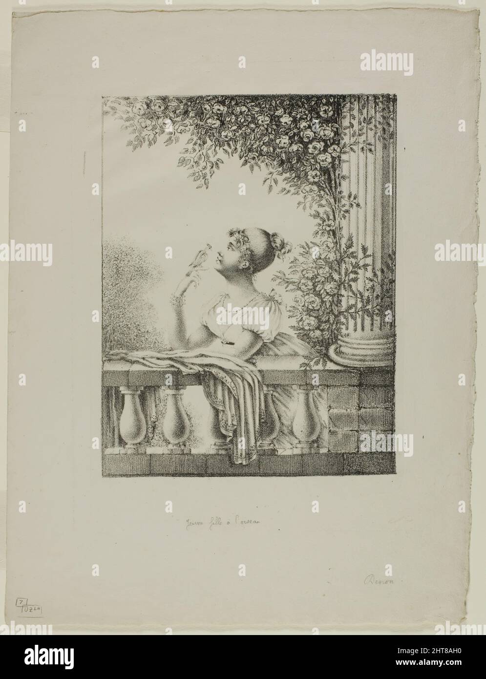 Jeune fille avec oiseau, c. 1820. Banque D'Images