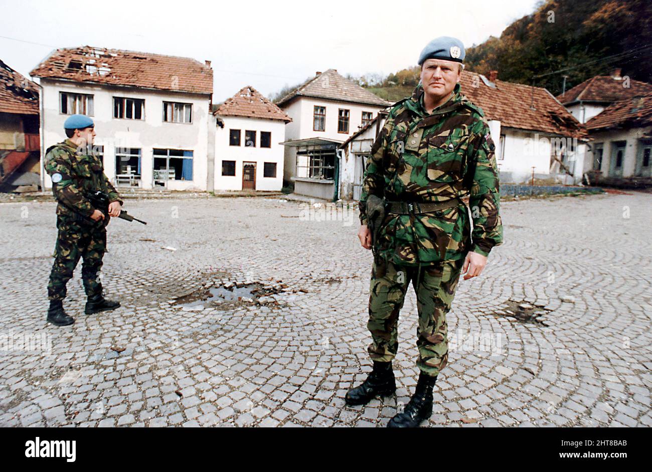 COL BOB STEWART, commandant de l'armée britannique en service des Nations Unies en Bosnie. Il était commandant du bataillon du 1st, le Cheshire Regiment. . REXMAILPIX. Banque D'Images