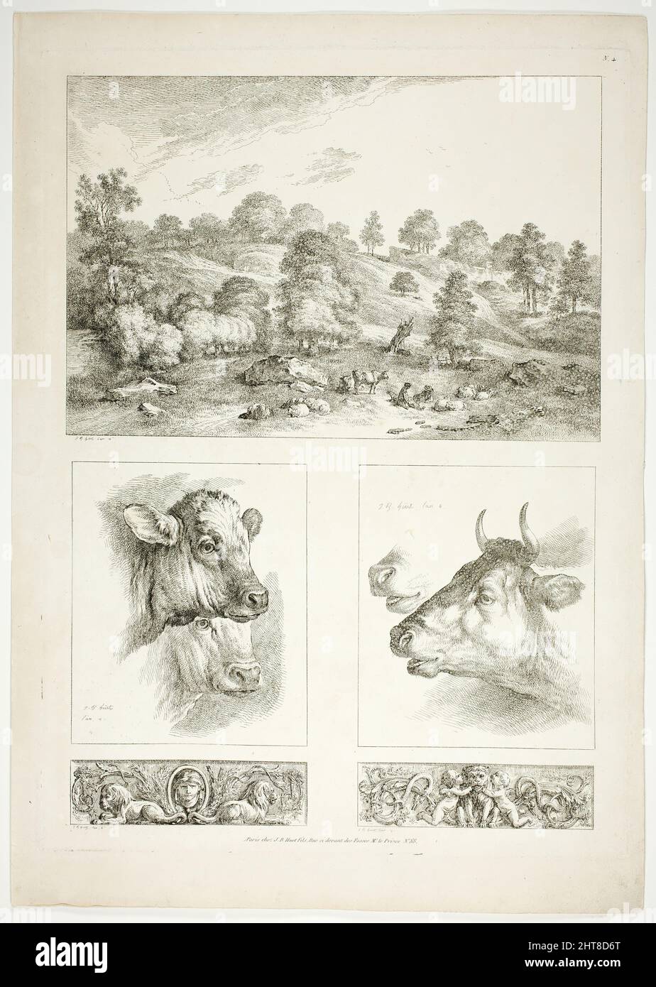 Assiette quatre de 38 des oeuvres de J. B. Huet, 1796–99. Banque D'Images Assiette quatre de 38 des oeuvres de J. B. Huet, 1796–99. Banque D'Images