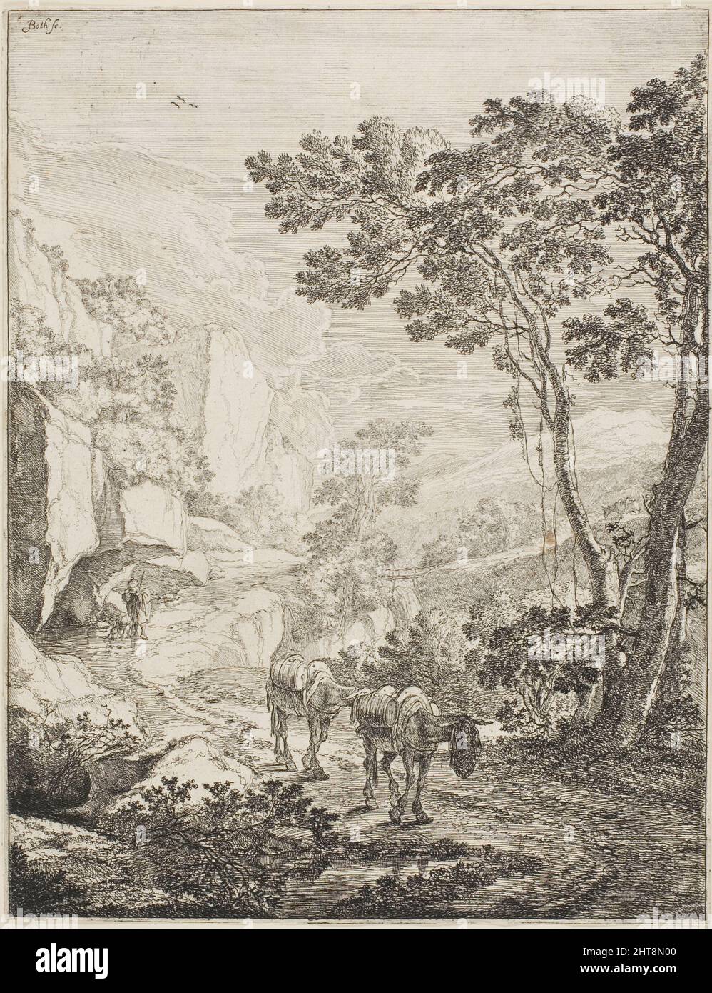 Les deux Mules, d'un ensemble de quatre paysages italiens, 1645/50. Banque D'Images Les deux Mules, d'un ensemble de quatre paysages italiens, 1645/50. Banque D'Images