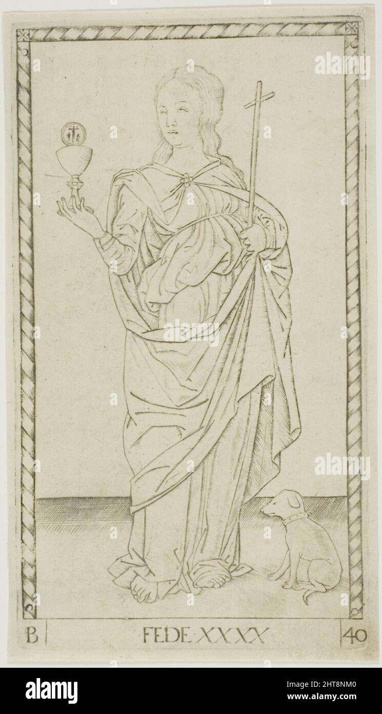Plaque de foi 40 de Genii et vertus, c.1465. Banque D'Images