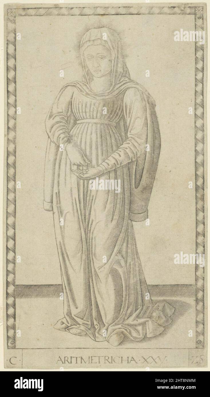 Arithmétique, planche 25 de Arts and Sciences, c.1465. Banque D'Images