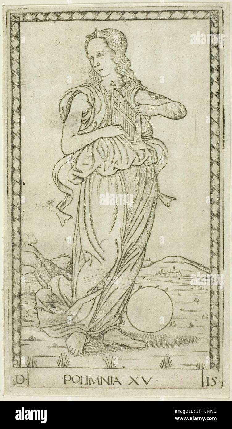 Polyhymnia, plaque quinze d'Apollon et des Muses, c.1465. Banque D'Images