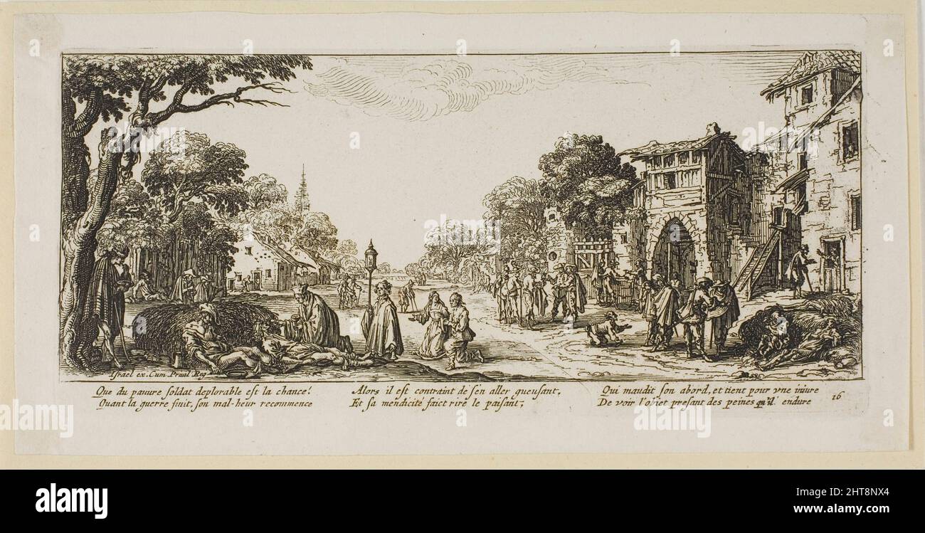 Les soldats mourants par la route, plaque seize des grandes misères de la guerre, n.d. Banque D'Images