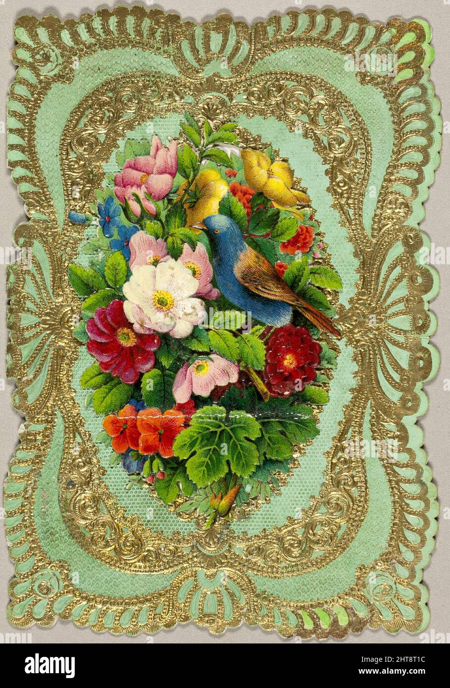 Saint-Valentin sans titre (fleurs et oiseaux), c.1860. Banque D'Images
