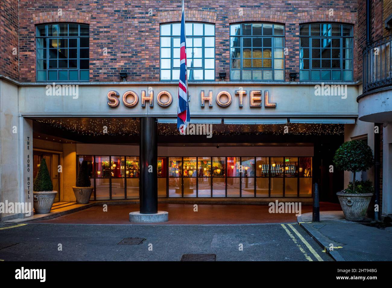 L'Hôtel Soho sur Richmond Mews, Soho, Londres. Hôtel de caractère dans un ancien bâtiment de l'entrepôt au coeur de Londres, dans le quartier des divertissements de Soho. Banque D'Images