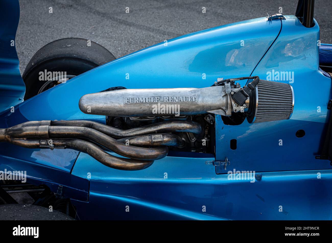 Photo de détail du moteur de Formule Renault dans le Rally Hill Climb, Espagne Banque D'Images