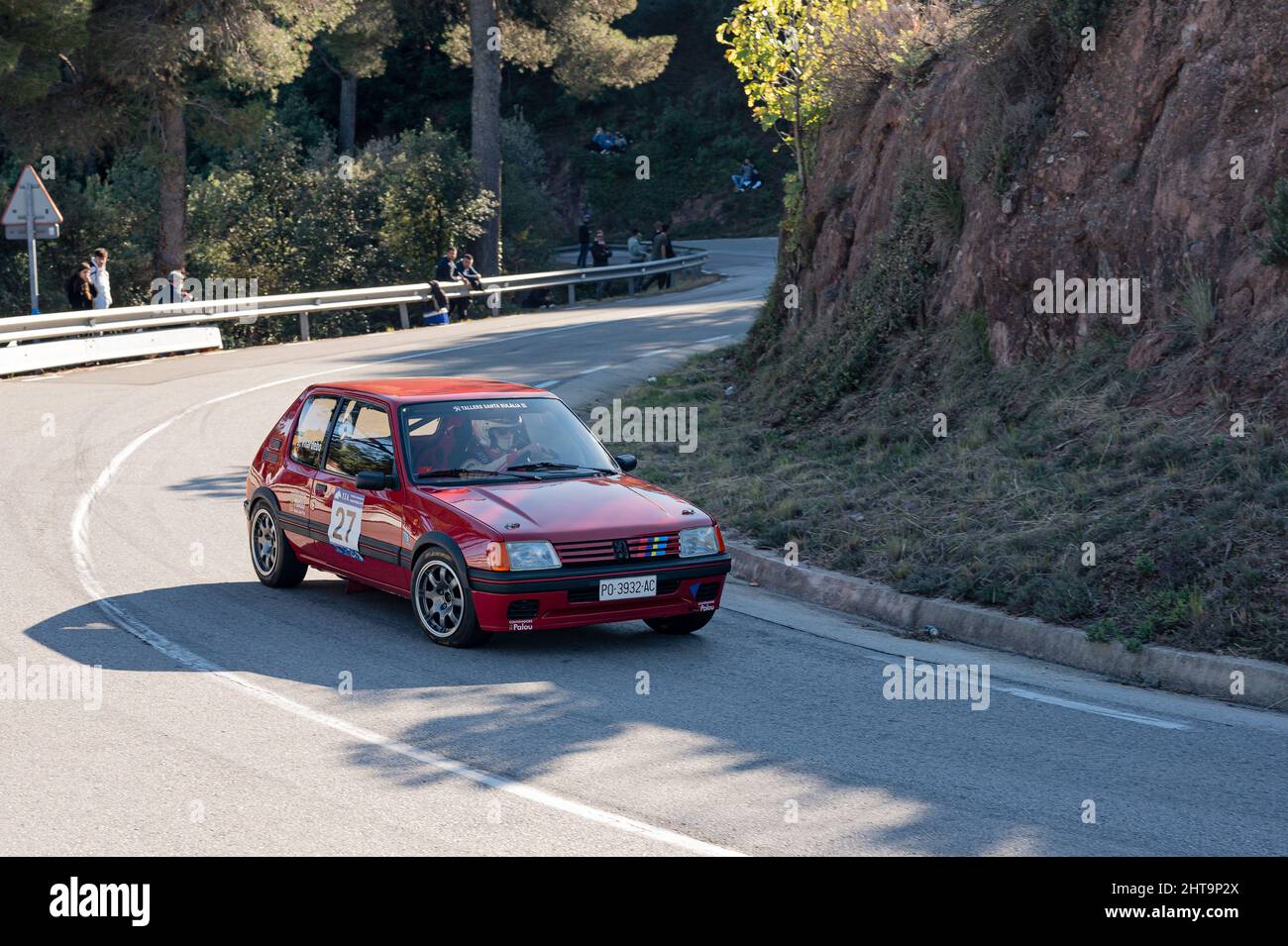 Peugeot 205 GTI dans le Rally Hill Climb à Sant Feliu Codines Banque D'Images