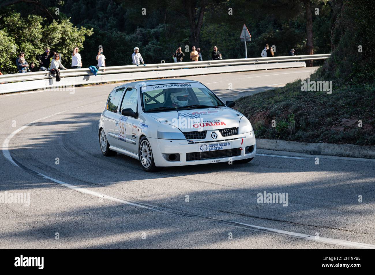 Renault Clio Cup 182 dans le Rallye de colline à Sant Feliu Codines. Banque D'Images