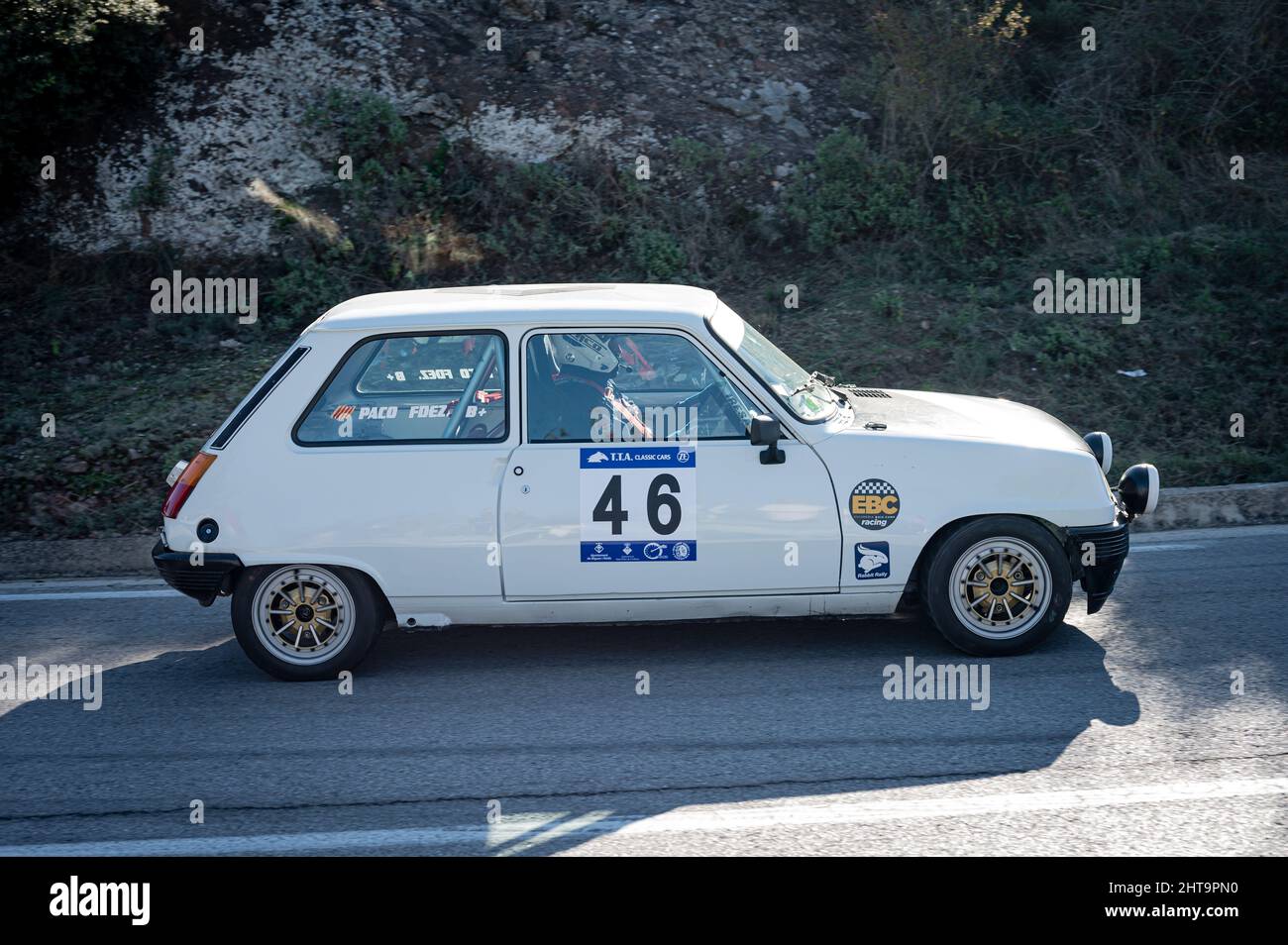 Renault 5 Copa Turbo dans le Rally Hill Climb à Sant Feliu Codines Banque D'Images