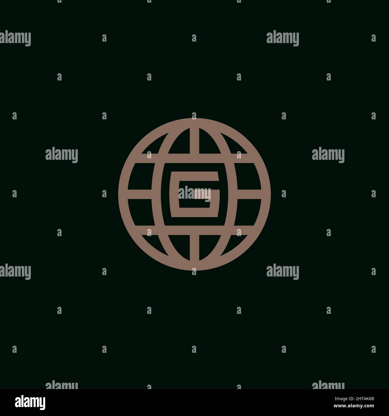Modèle vectoriel de dessin de logo de globe lettre G. Icône universelle Illustration de Vecteur