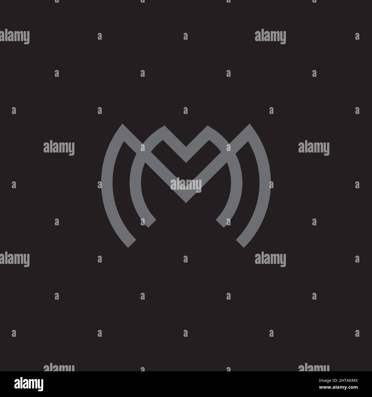 Modèle vectoriel d'inspiration avec logo lettre M MM. Illustration de l'icône M double Illustration de Vecteur
